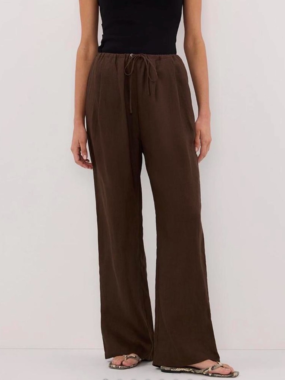 Dissh Carla Drawstring Linen Pant, Bitter Chocolate 4